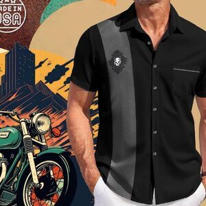 Brand new without Tags Men’s BeRetro Skull Print Bowling Shirt Size 3X